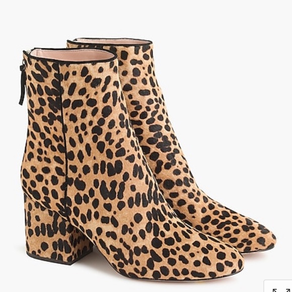 NWT J Crew Sadie Ankle Boots in Leopard Calf Hair